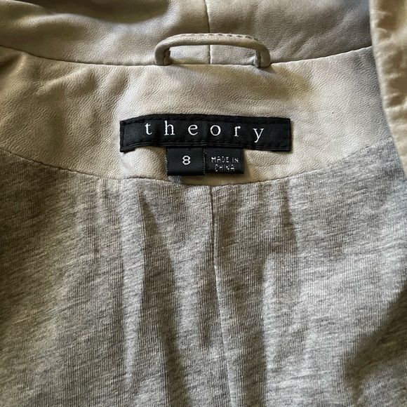 [Theory] Light Gray Leather “Lavella” Jacket Sz: 8 - Picture 3 of 10